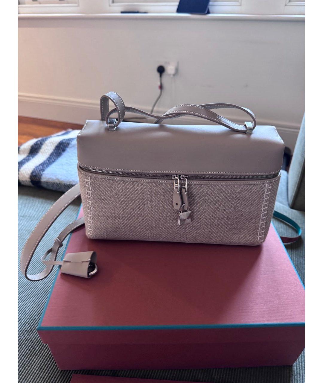 LORO PIANA Серая кожаная сумка через плечо, фото 7