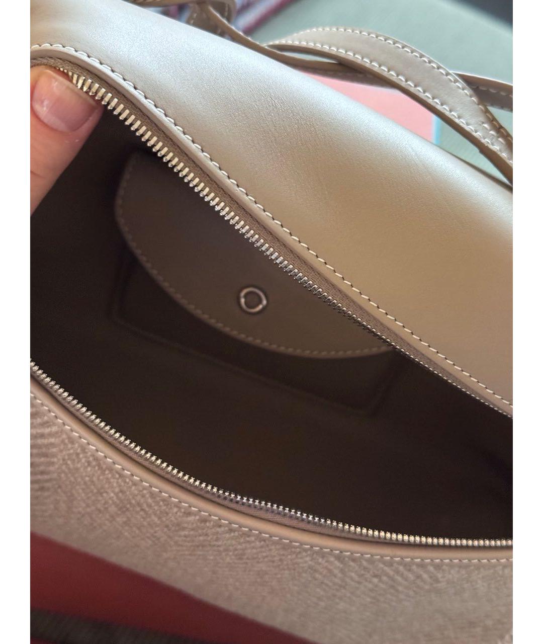 LORO PIANA Серая кожаная сумка через плечо, фото 4