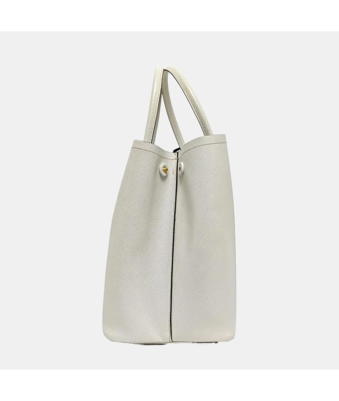 PRADA Белая кожаная сумка с короткими ручками, фото 2