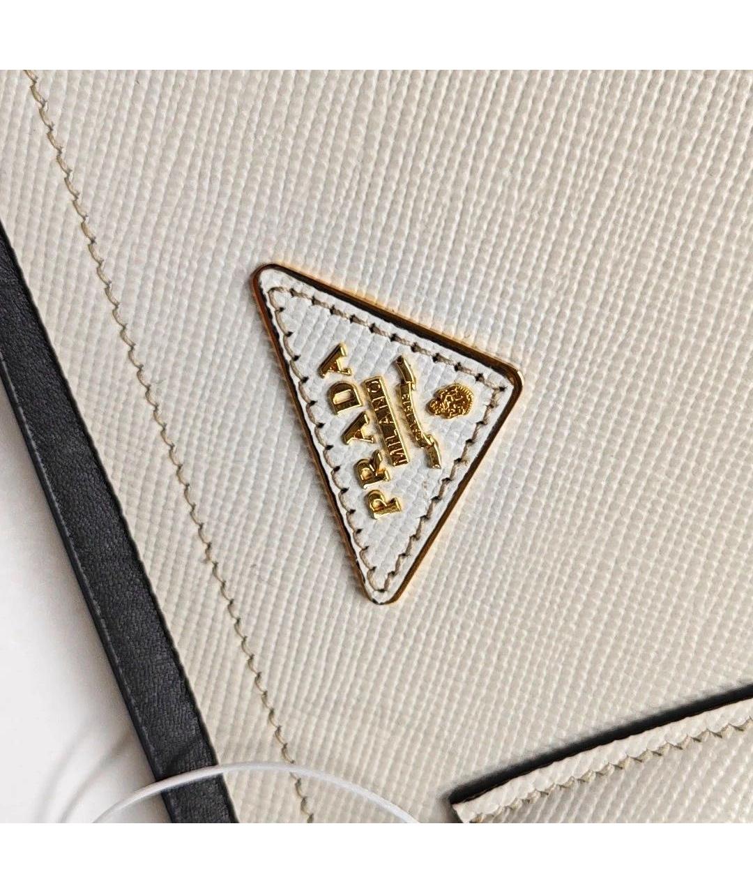 PRADA Белая кожаная сумка с короткими ручками, фото 7