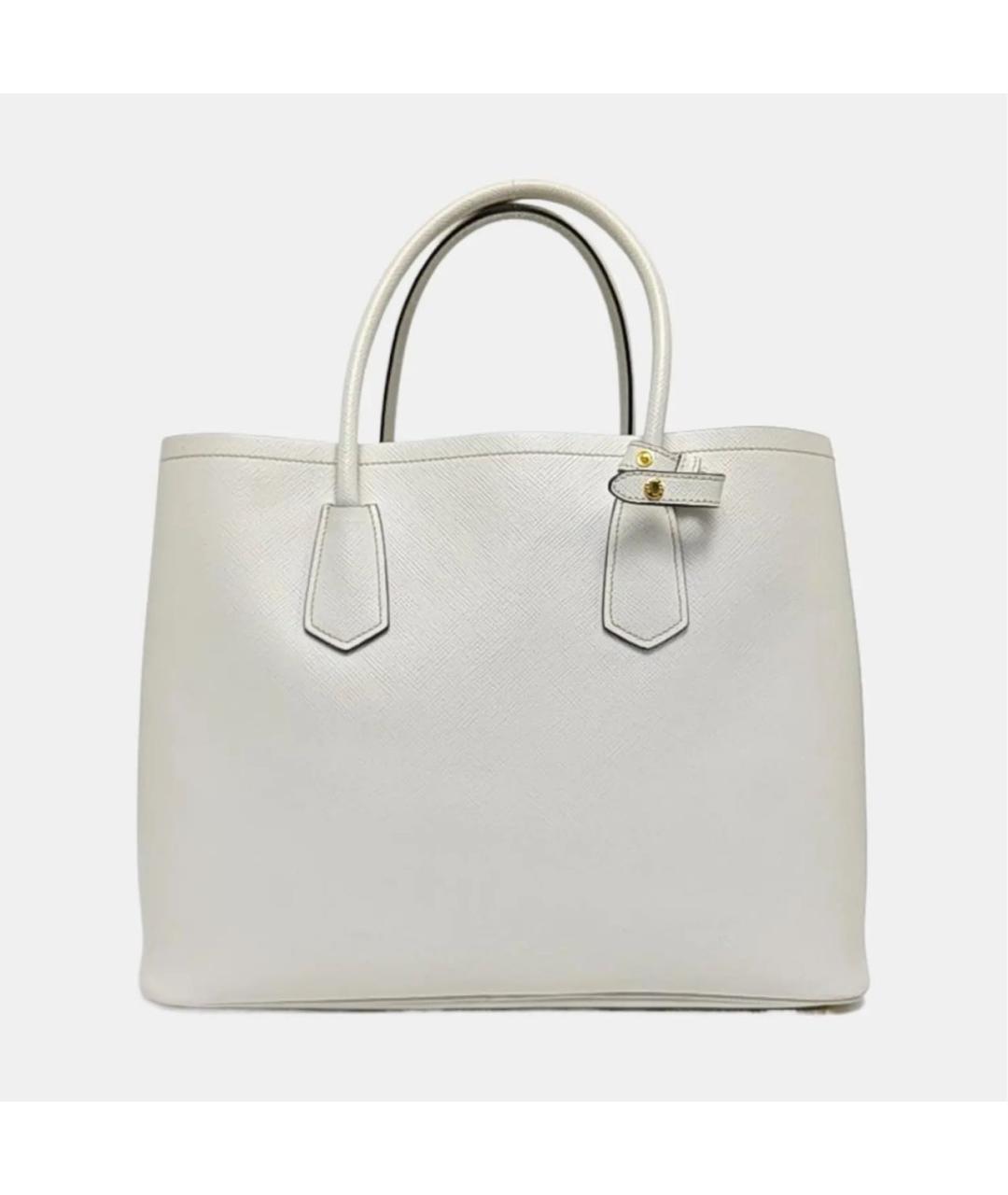PRADA Белая кожаная сумка с короткими ручками, фото 4