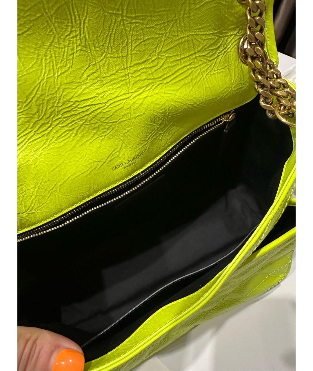 SAINT LAURENT Салатовая кожаная сумка через плечо, фото 3