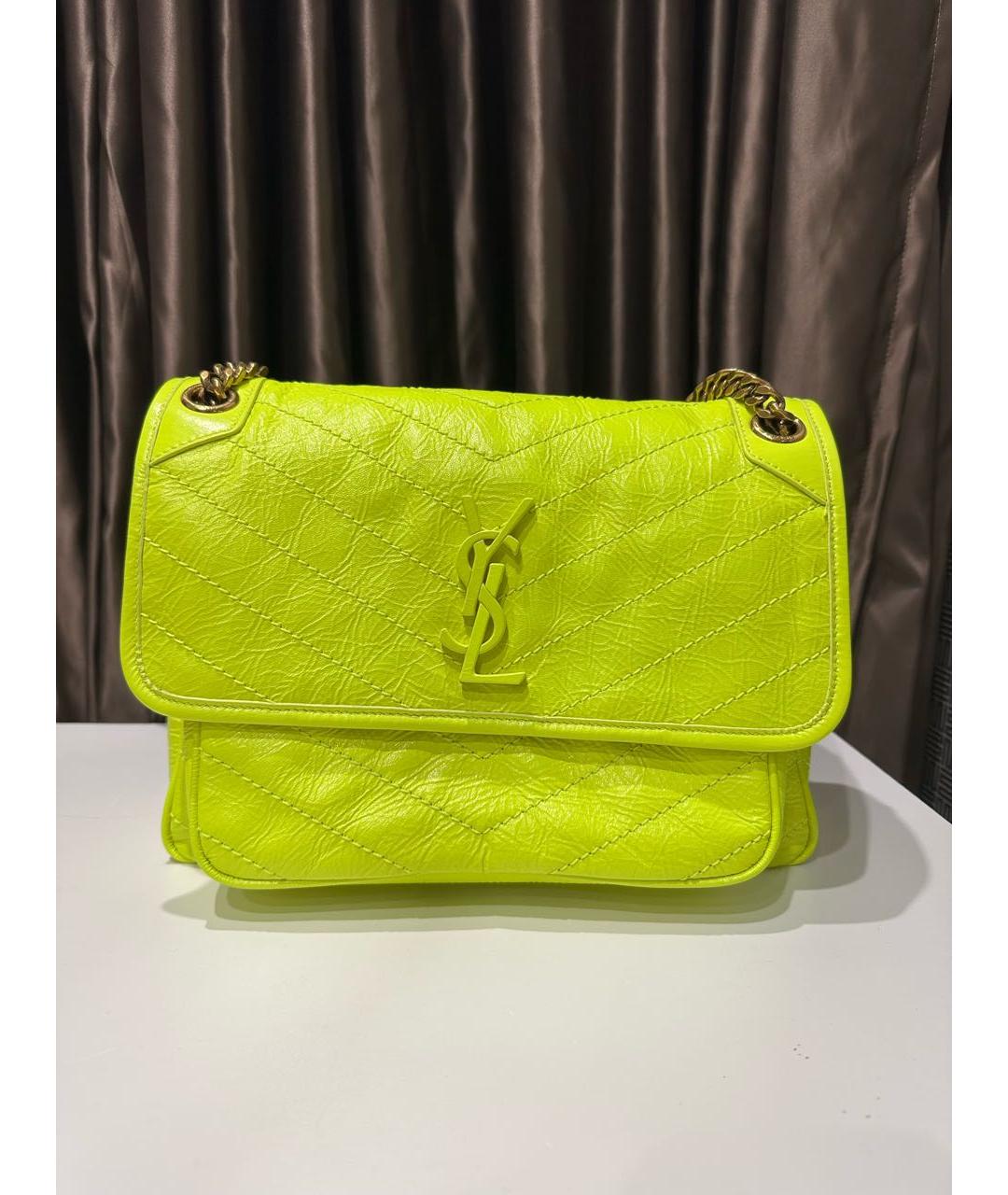 SAINT LAURENT Салатовая кожаная сумка через плечо, фото 6