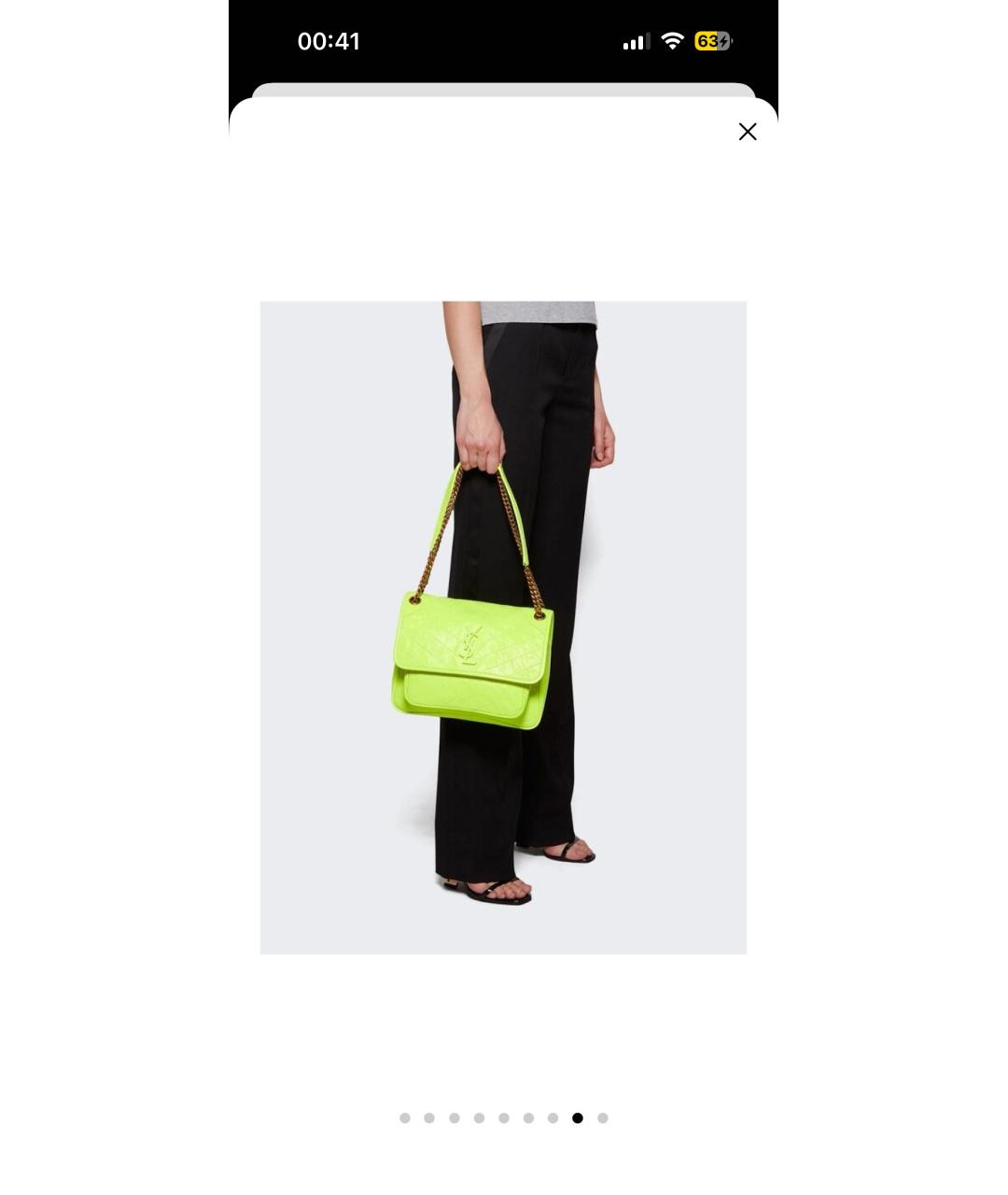 SAINT LAURENT Салатовая кожаная сумка через плечо, фото 5