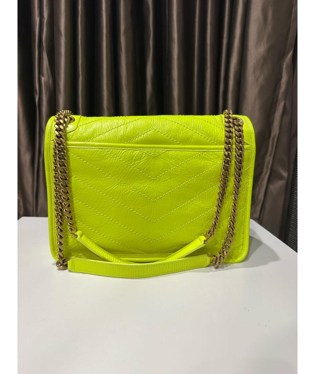 SAINT LAURENT Салатовая кожаная сумка через плечо, фото 2