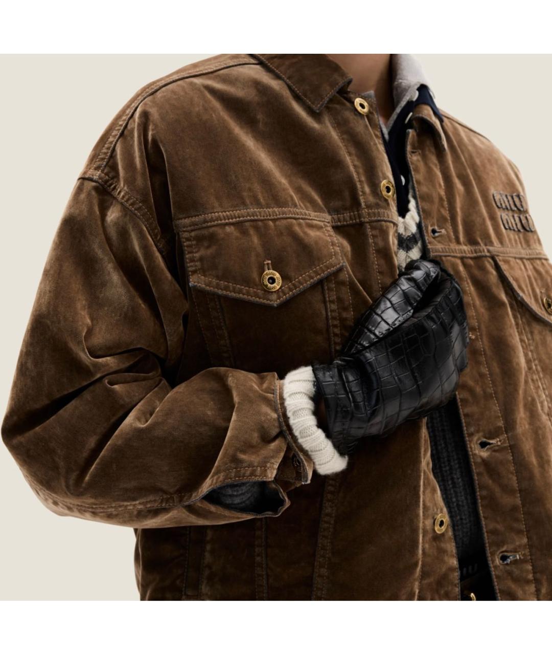 MIU MIU Коричневая деним куртка, фото 3