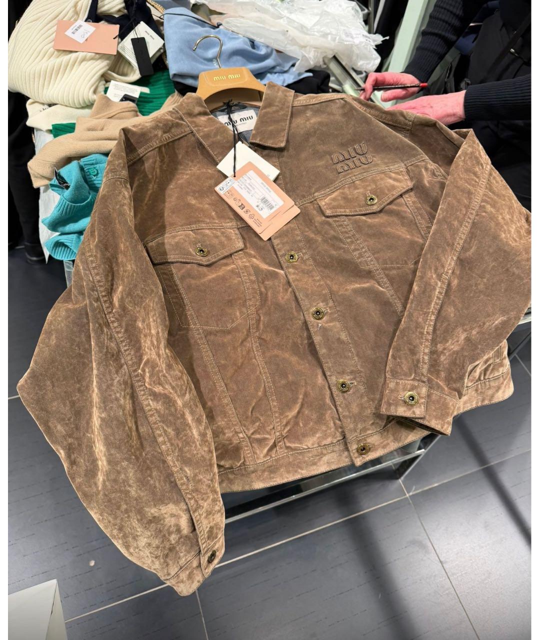MIU MIU Коричневая деним куртка, фото 2