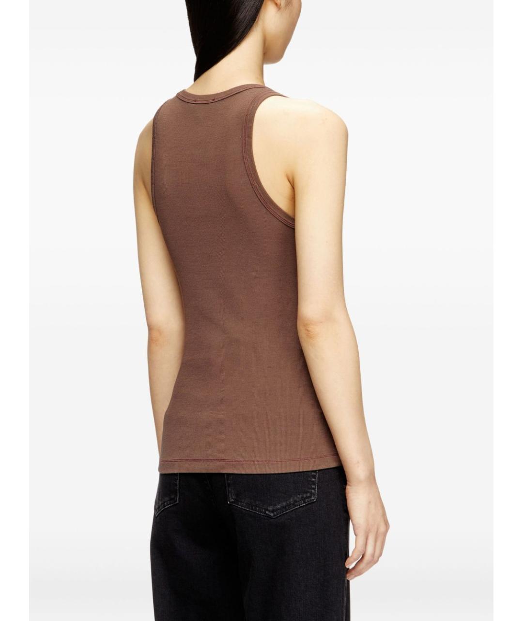 DIESEL Коричневая хлопковая майка, фото 4