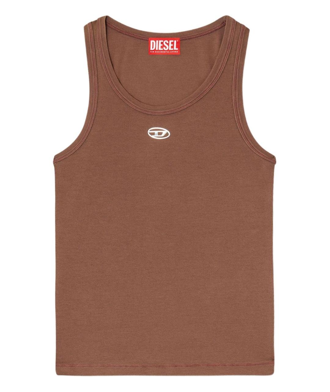 DIESEL Коричневая хлопковая майка, фото 1