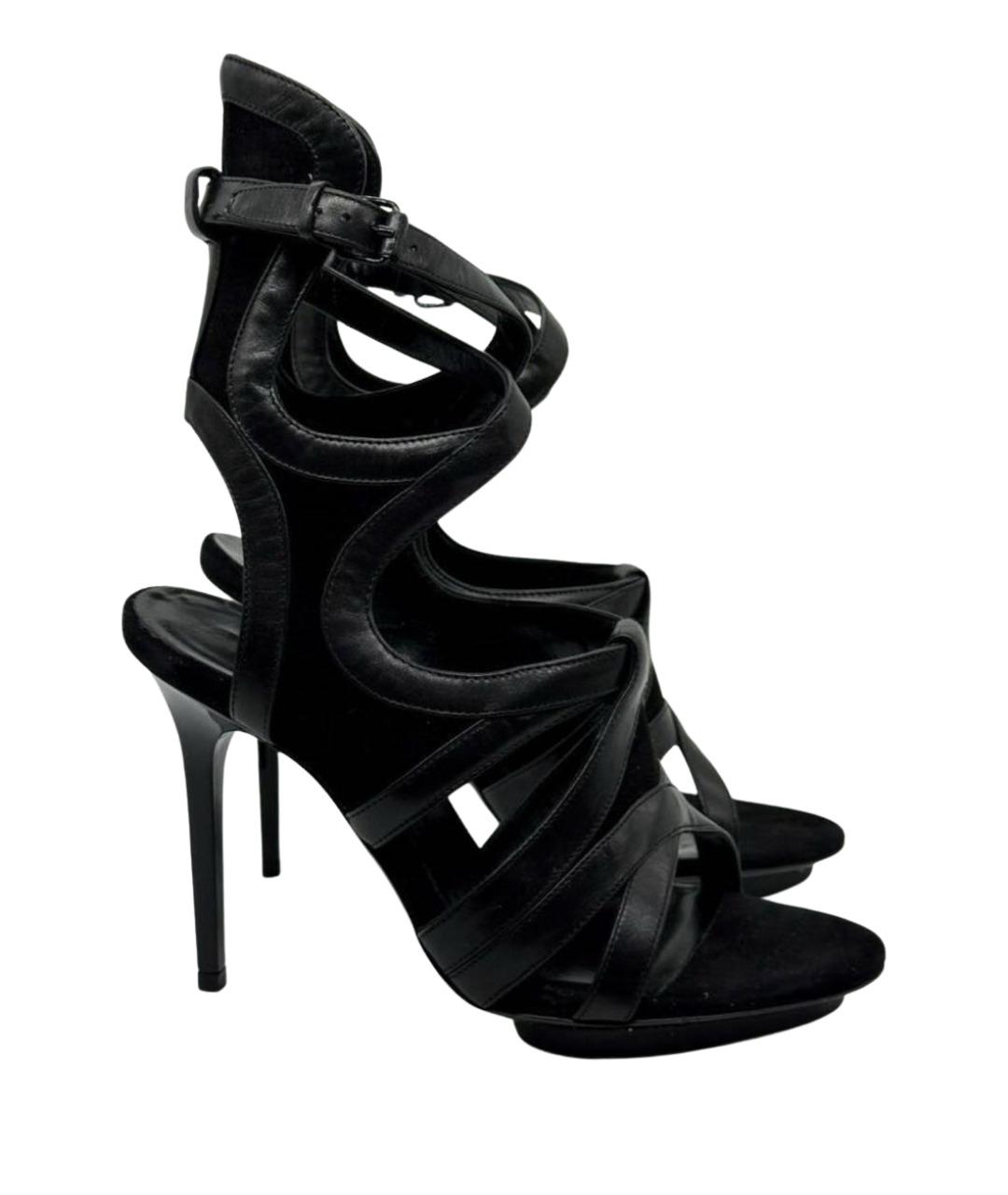 BALENCIAGA Черные кожаные босоножки, фото 1
