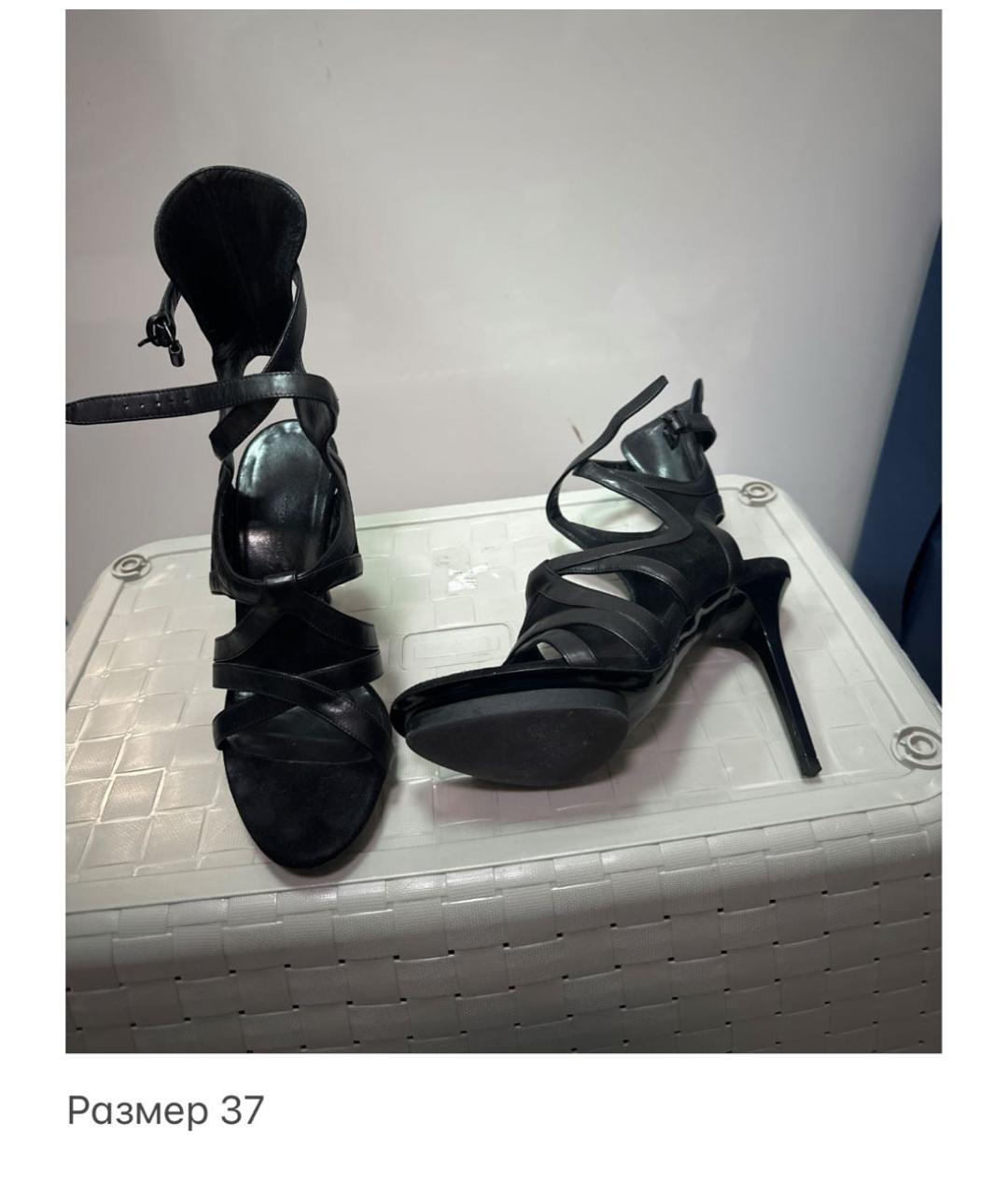 BALENCIAGA Черные кожаные босоножки, фото 4