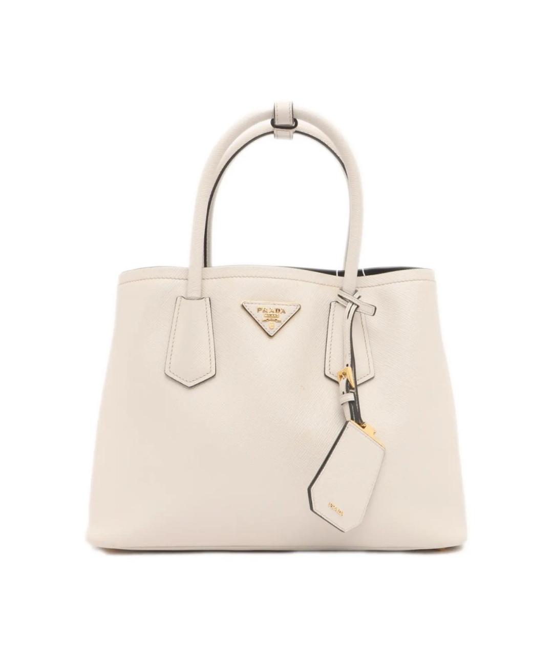 PRADA Бежевая кожаная сумка с короткими ручками, фото 1