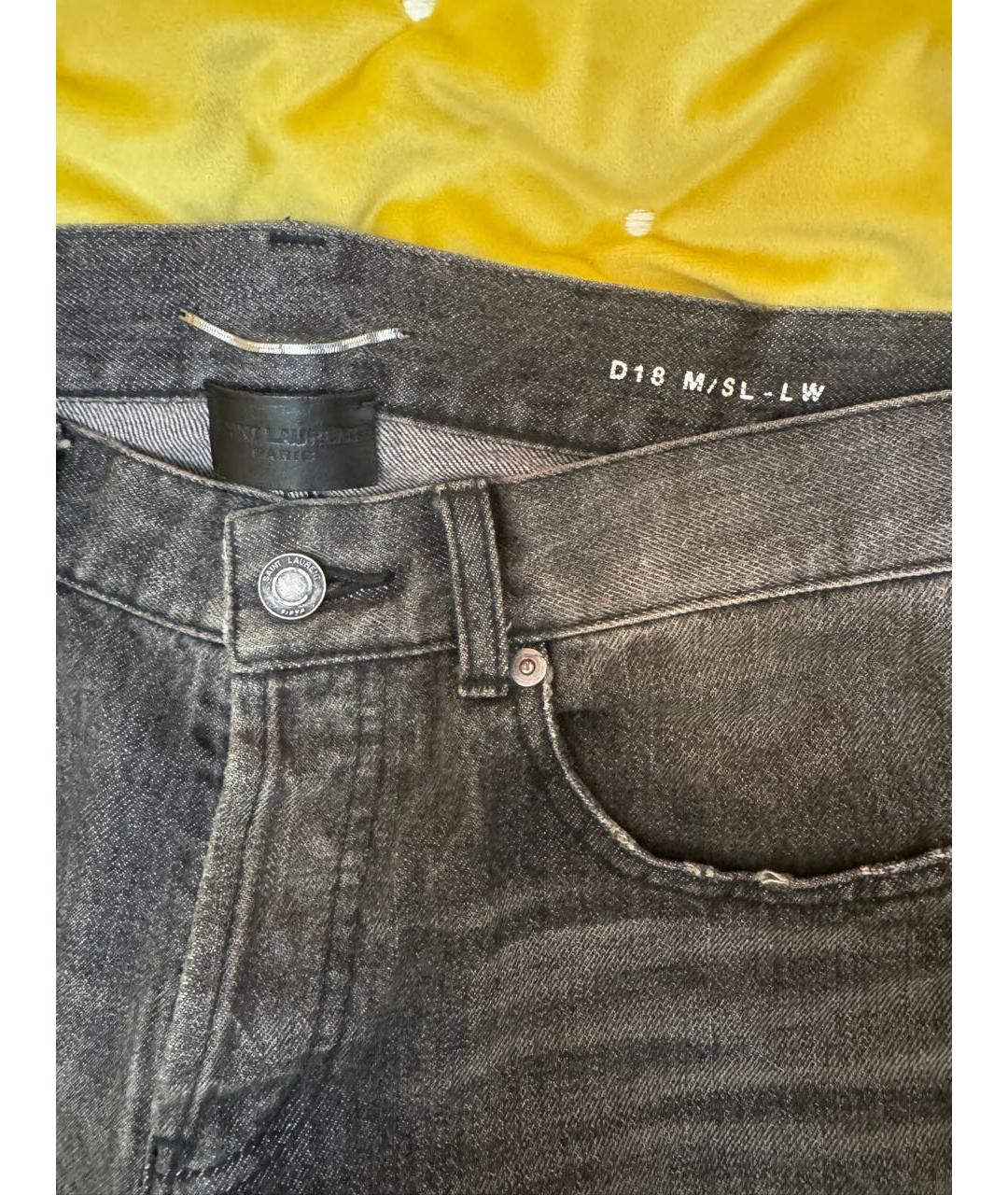 SAINT LAURENT Антрацитовые хлопковые джинсы скинни, фото 3