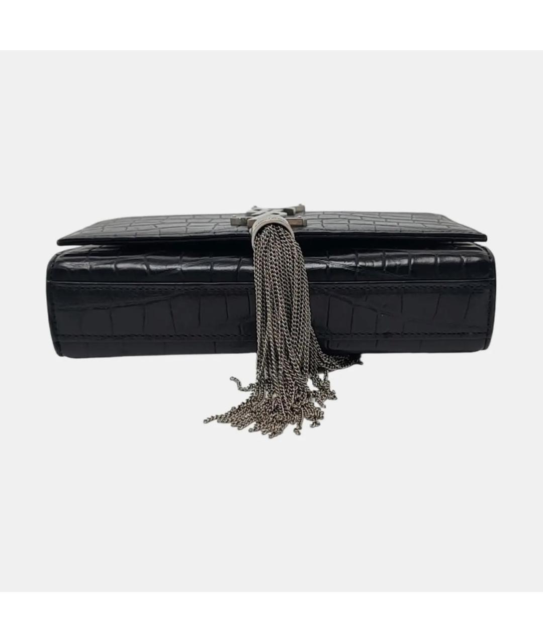 SAINT LAURENT Черная кожаная сумка через плечо, фото 5