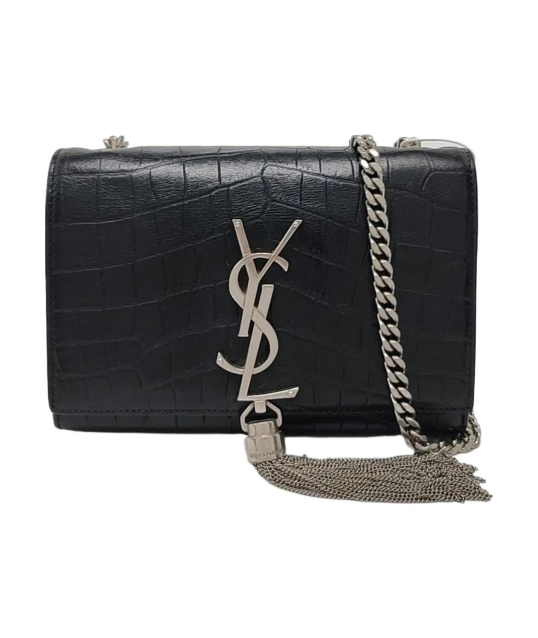 SAINT LAURENT Черная кожаная сумка через плечо, фото 1