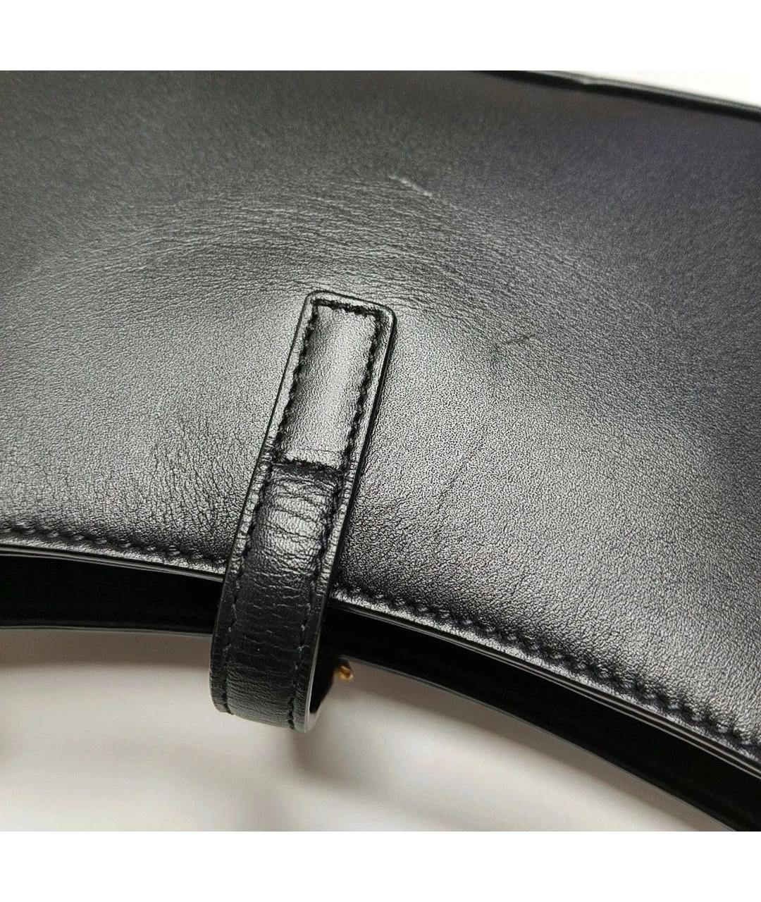 SAINT LAURENT Черная кожаная сумка с короткими ручками, фото 6