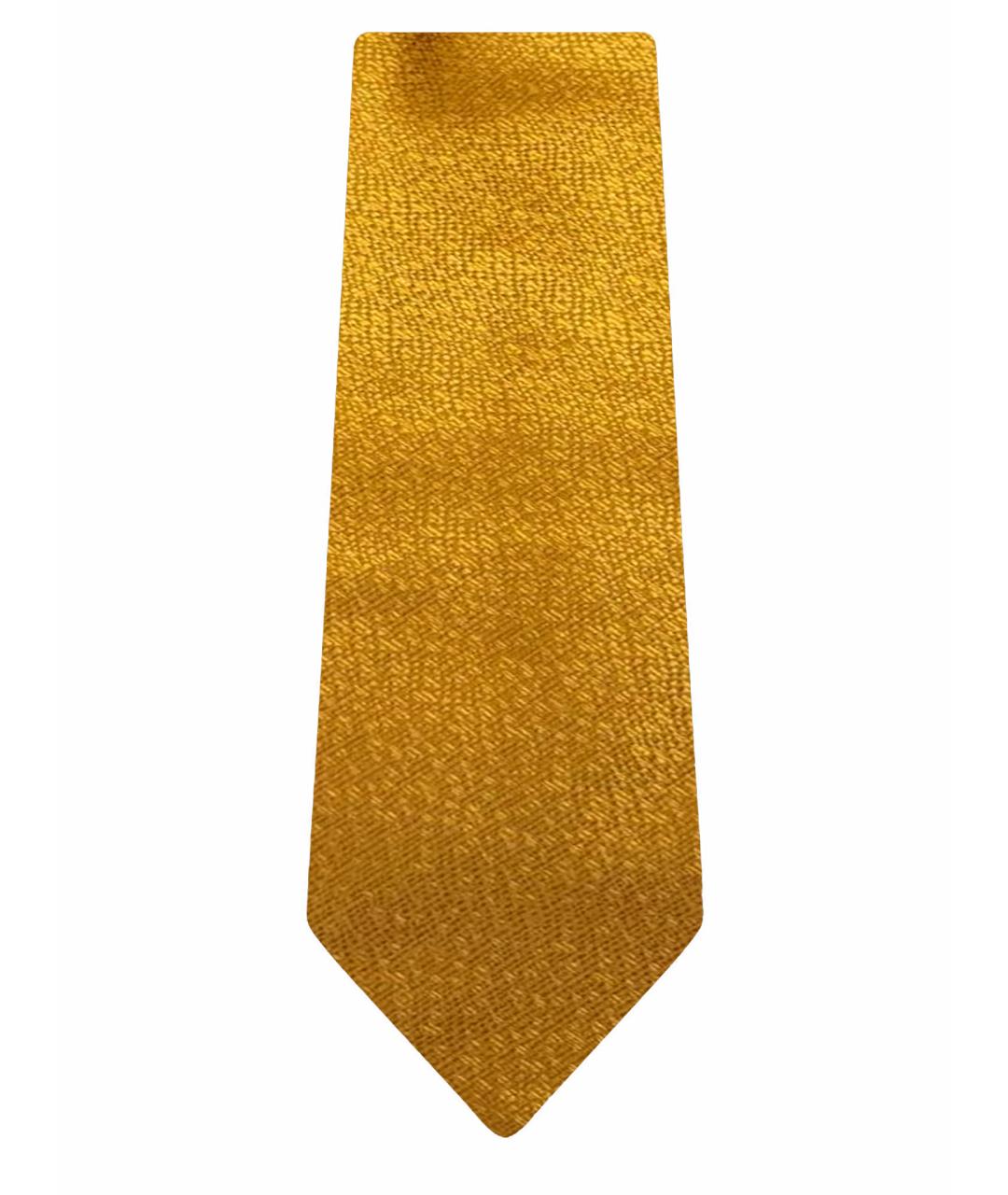 CANALI Золотой шелковый галстук, фото 6