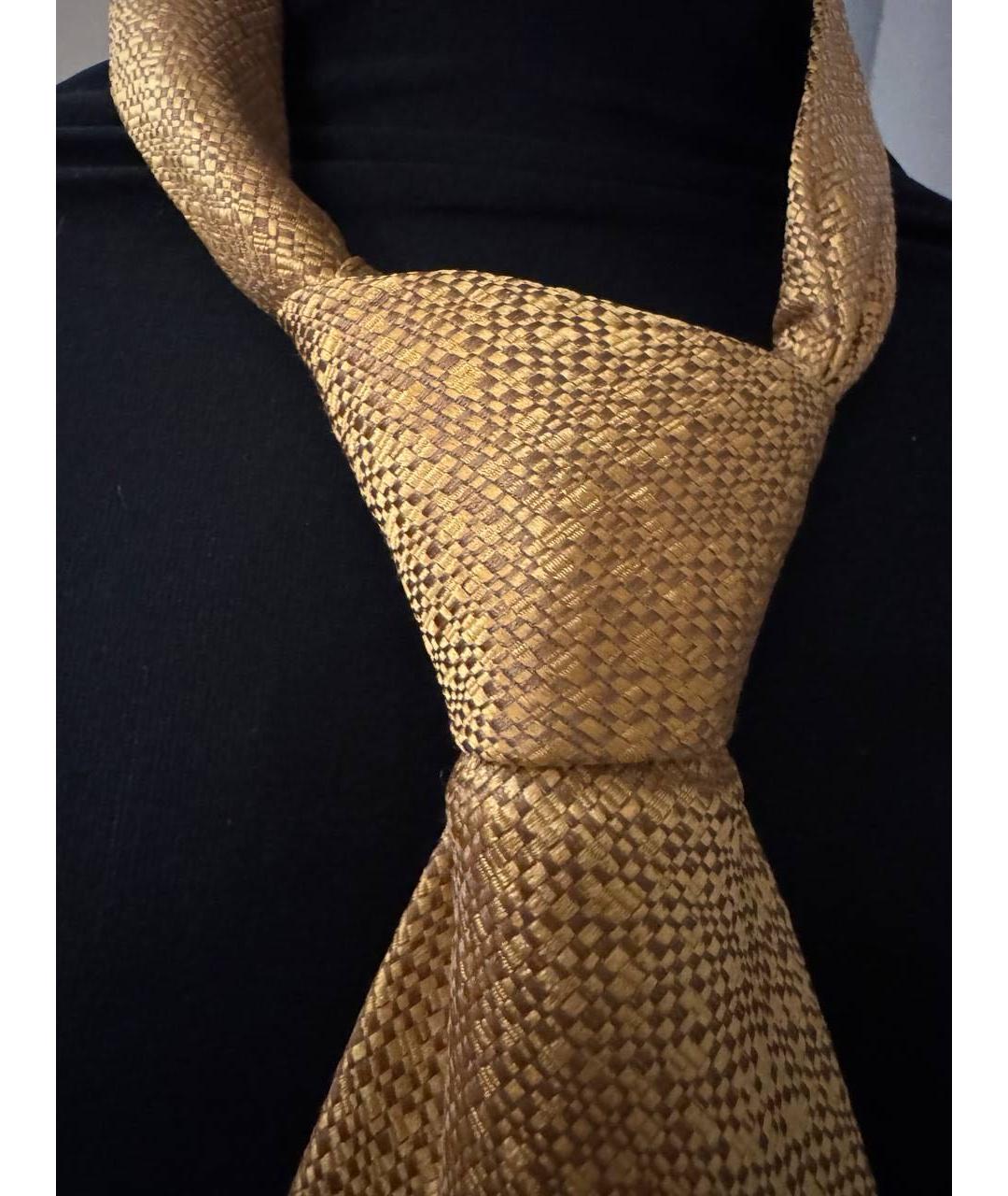 CANALI Золотой шелковый галстук, фото 2