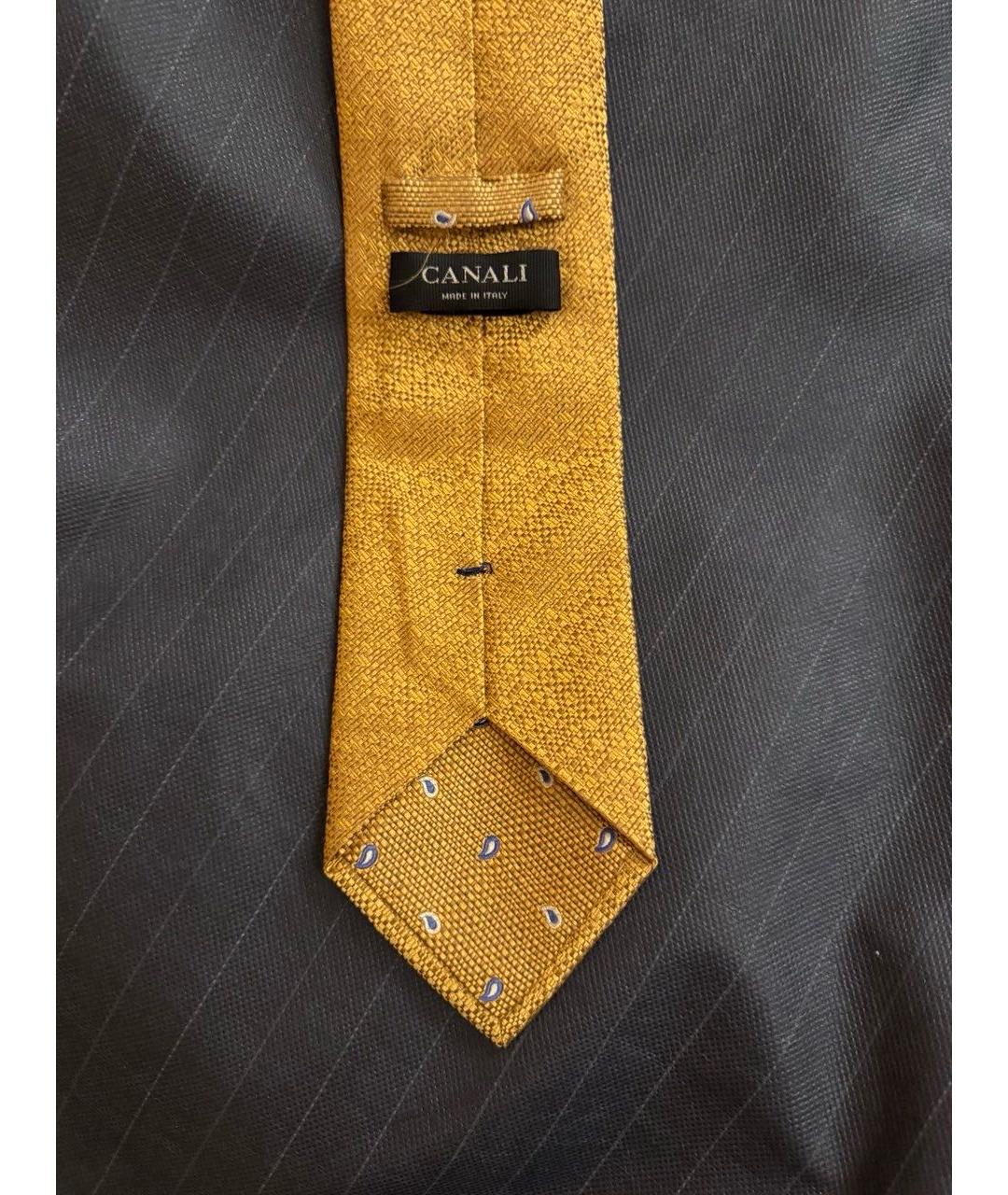 CANALI Золотой шелковый галстук, фото 4
