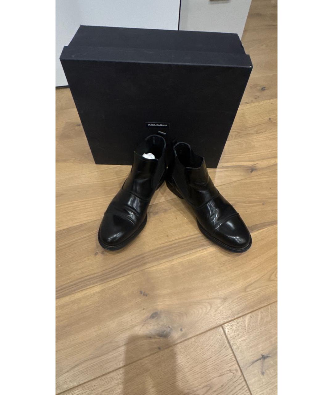 DOLCE&GABBANA Черные кожаные высокие ботинки, фото 6