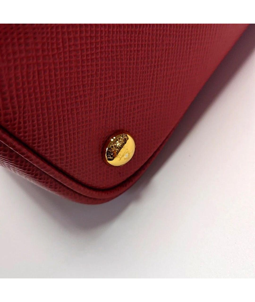 PRADA Красная кожаная сумка с короткими ручками, фото 6