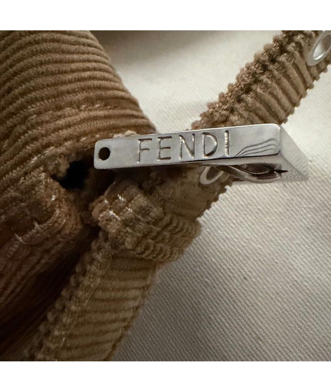 FENDI Бежевая замшевая сумка с короткими ручками, фото 5