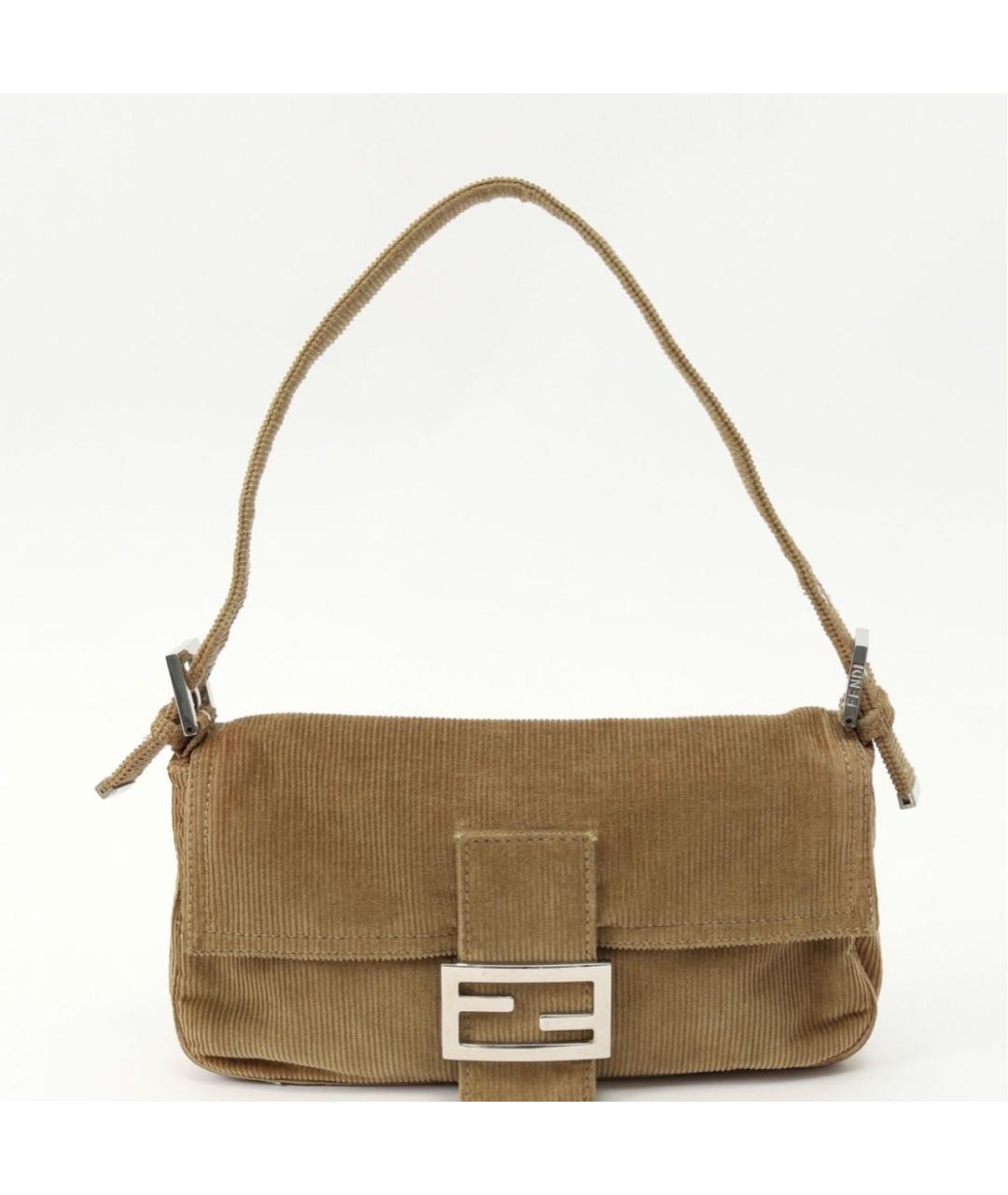 FENDI Бежевая замшевая сумка с короткими ручками, фото 8