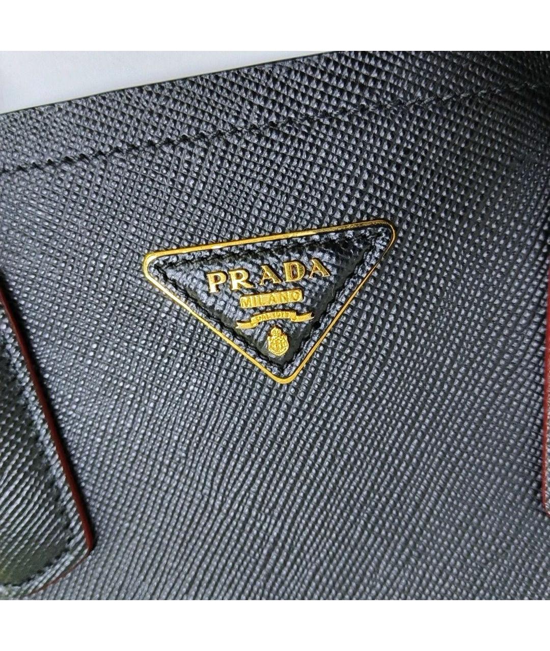 PRADA Черная кожаная сумка тоут, фото 7