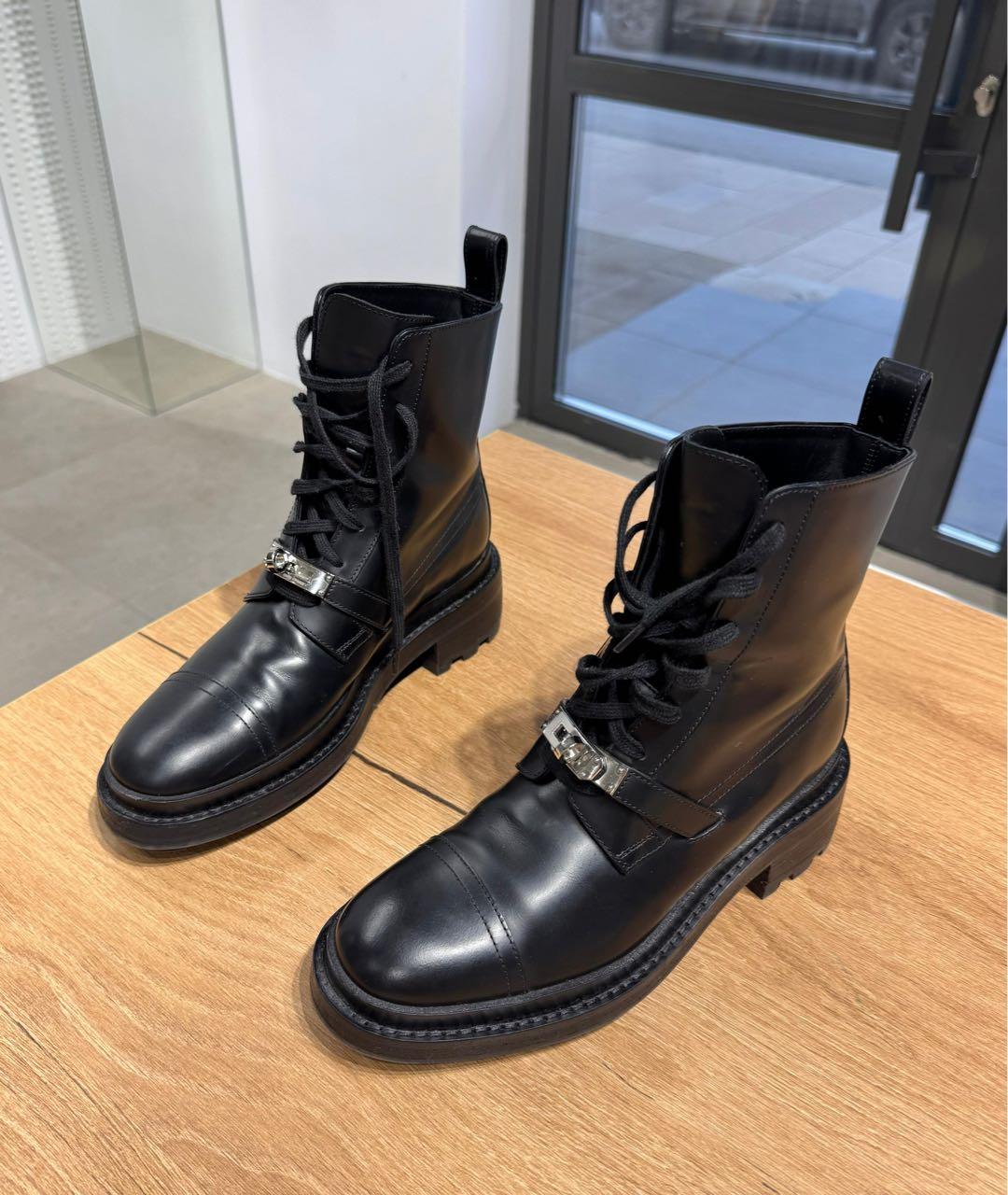 HERMES Черные кожаные ботинки, фото 2