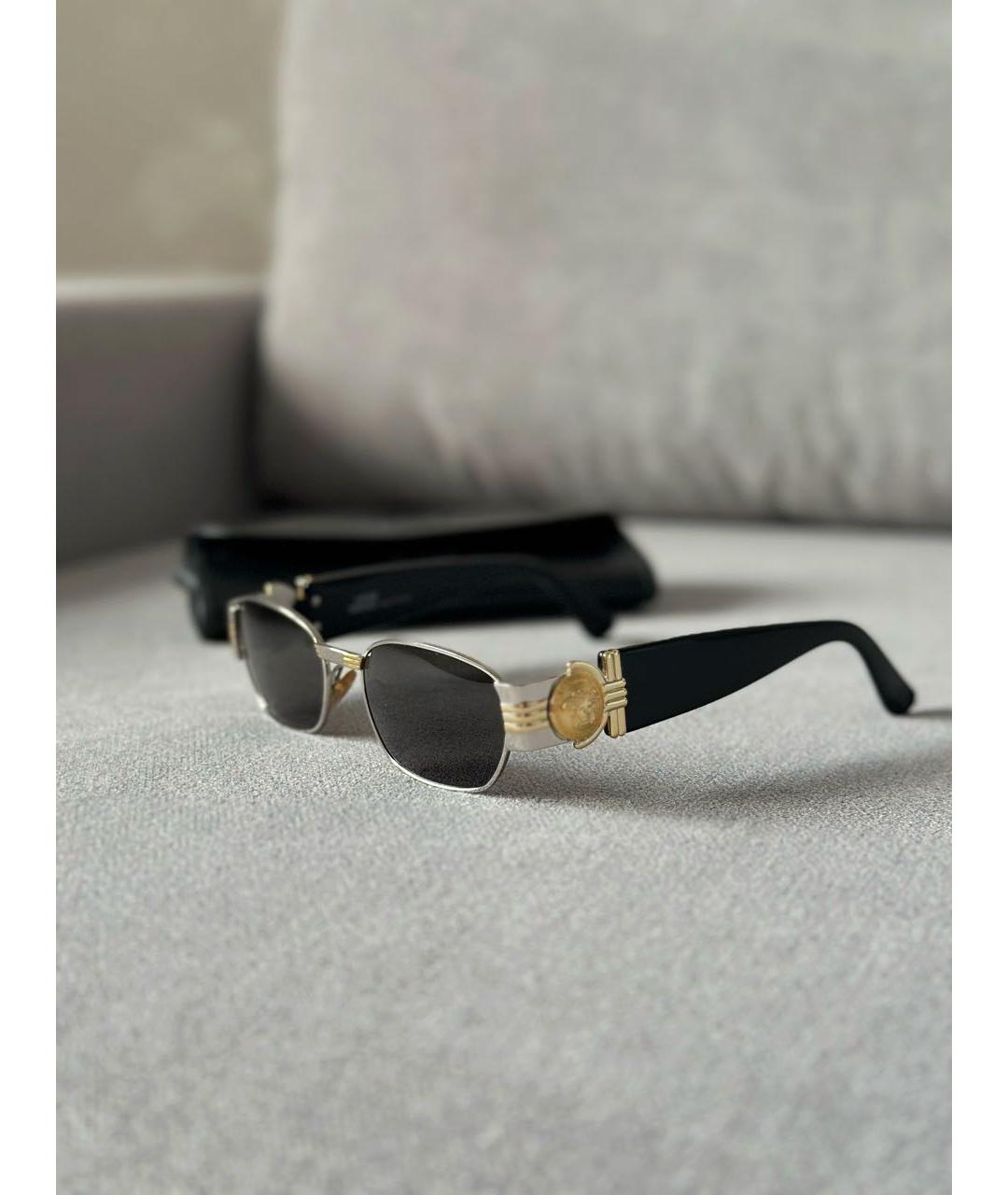 VERSACE Черные металлические солнцезащитные очки, фото 4