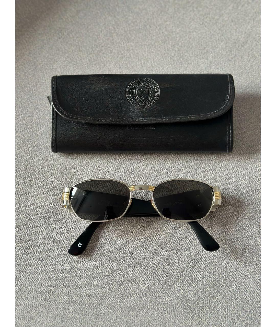 VERSACE Черные металлические солнцезащитные очки, фото 2