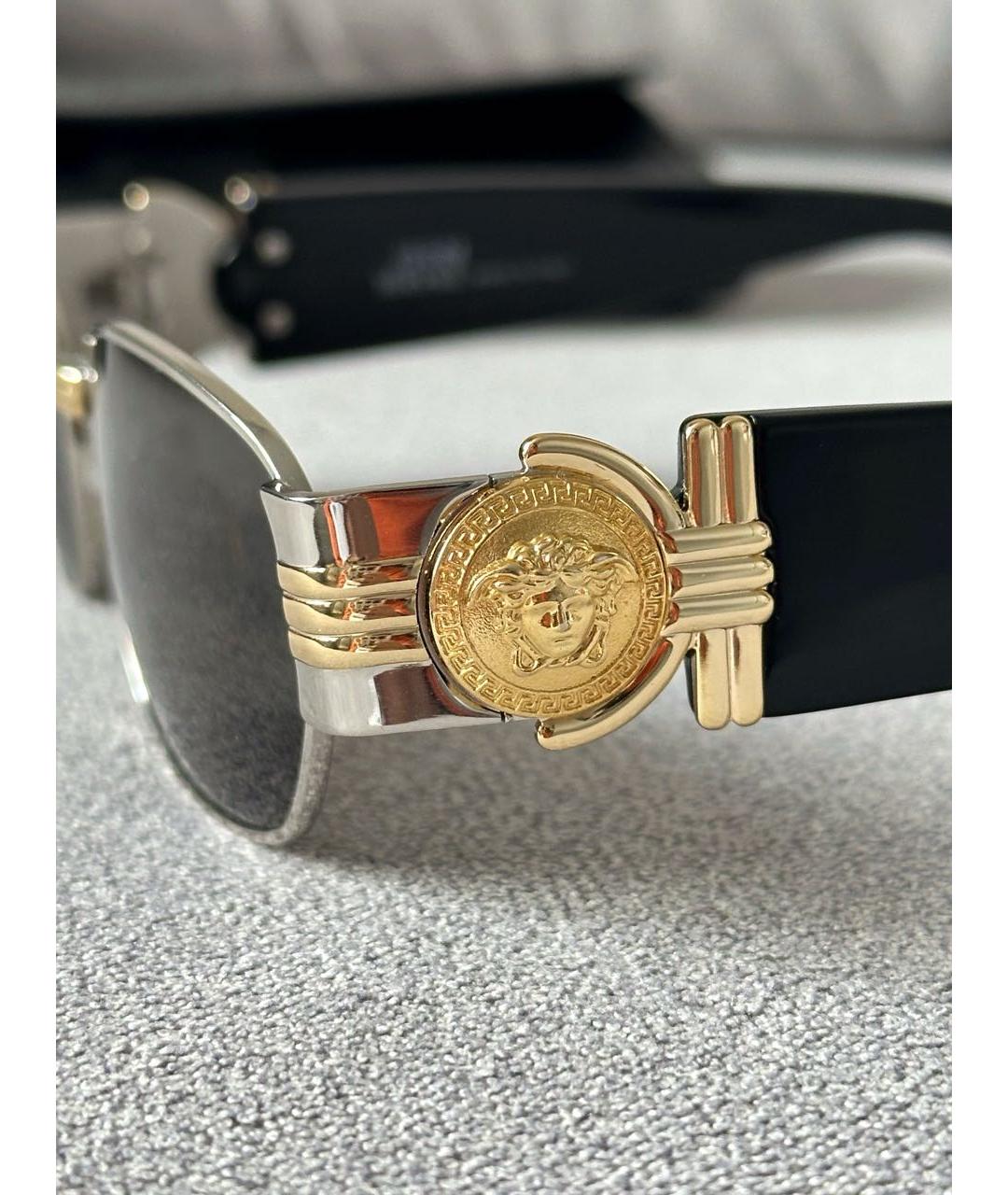 VERSACE Черные металлические солнцезащитные очки, фото 7