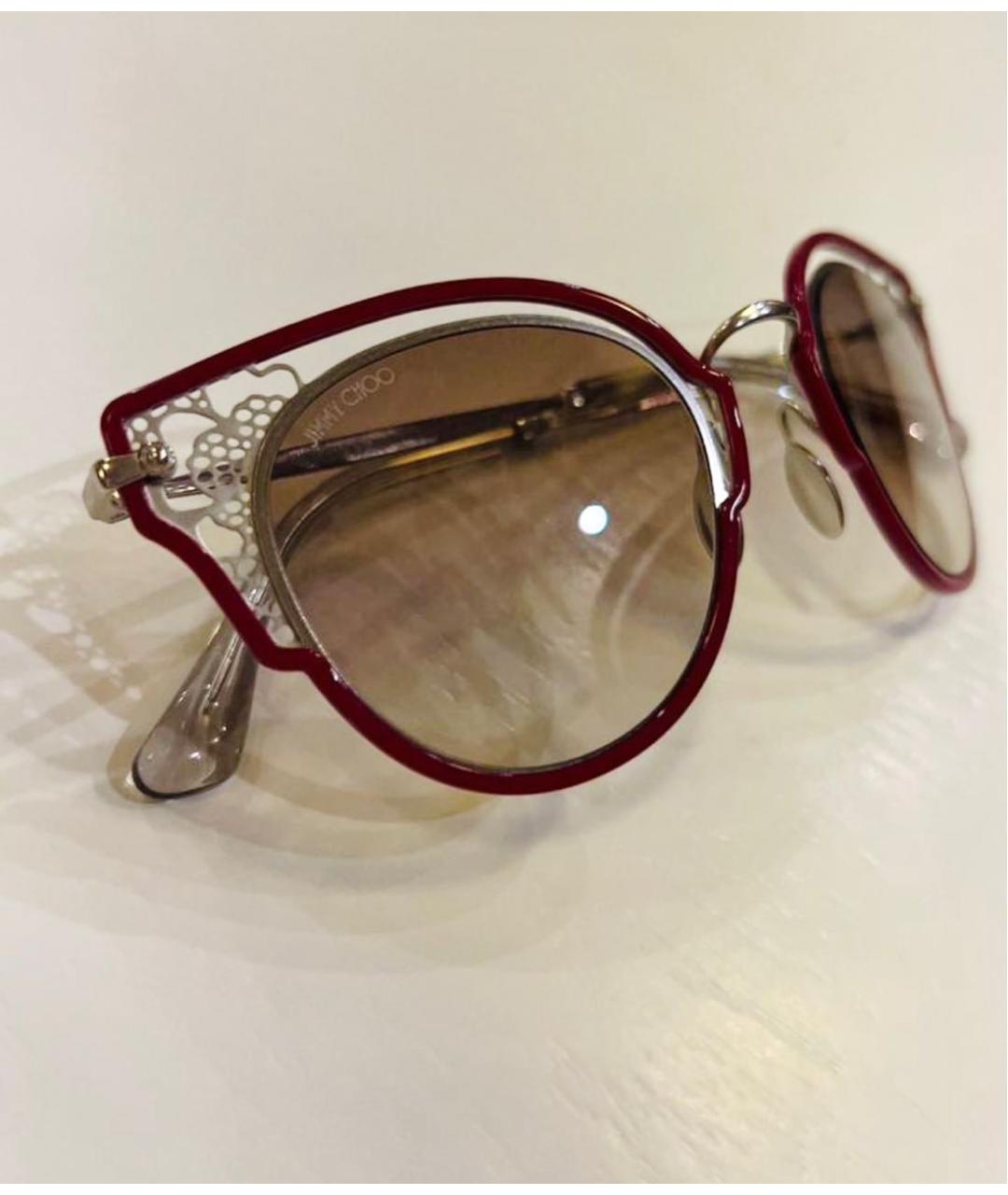 JIMMY CHOO Бордовые металлические солнцезащитные очки, фото 5