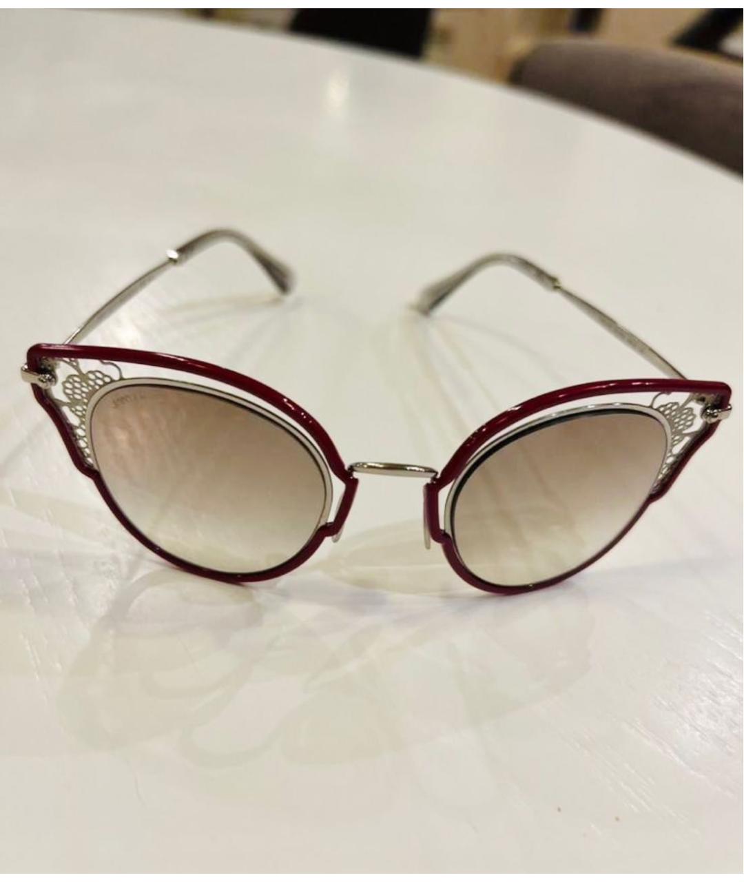 JIMMY CHOO Бордовые металлические солнцезащитные очки, фото 4