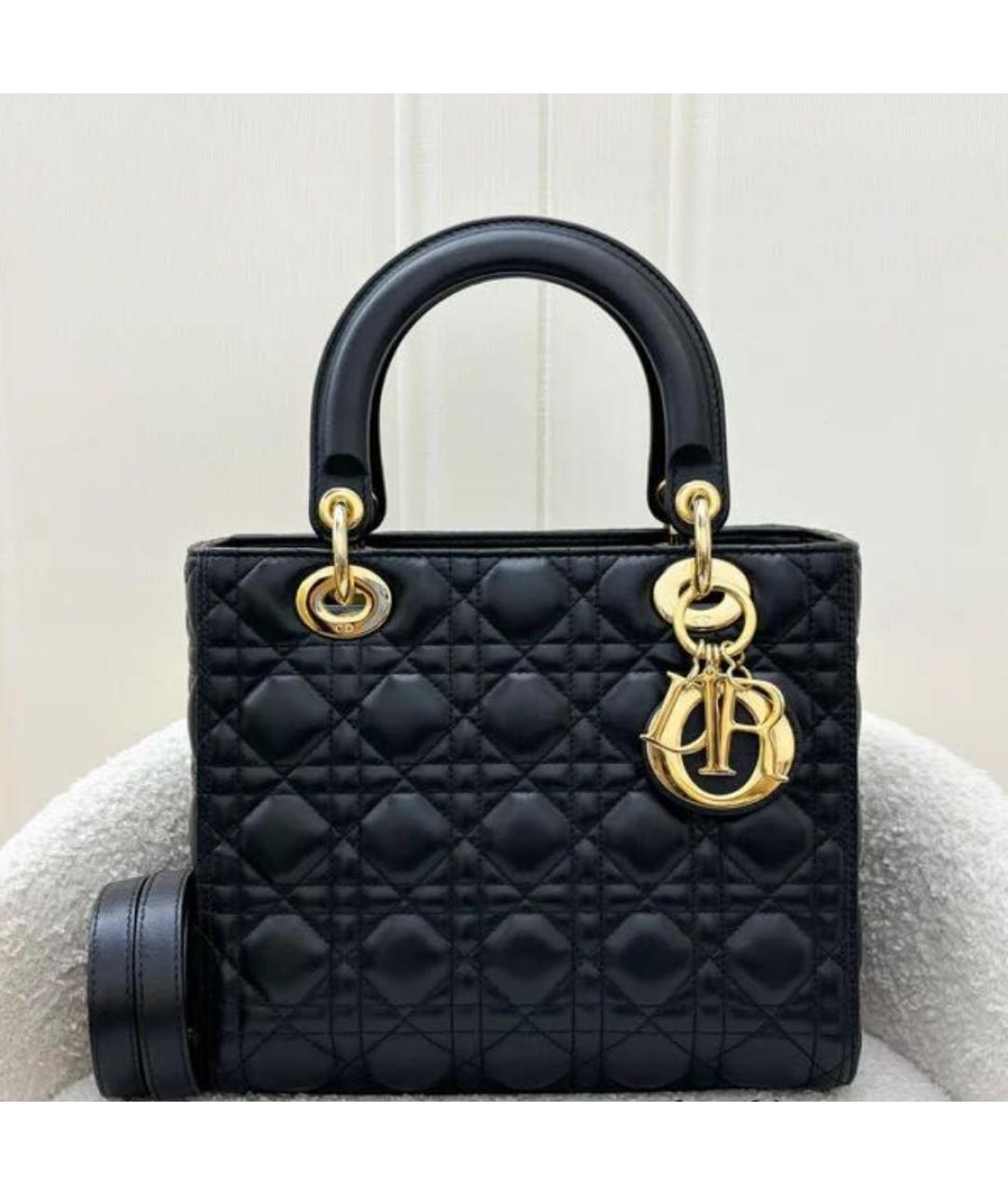 CHRISTIAN DIOR Черная кожаная сумка через плечо, фото 5