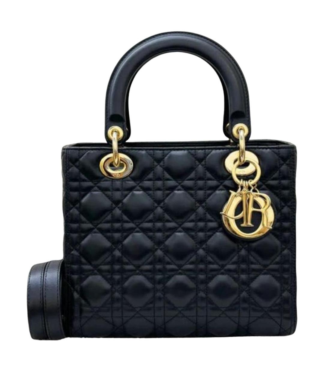 CHRISTIAN DIOR Черная кожаная сумка через плечо, фото 1