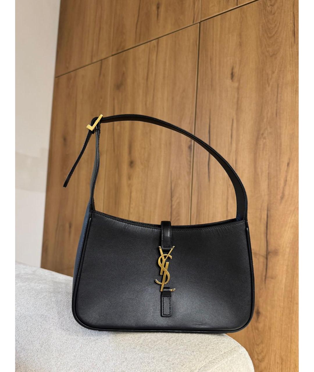 SAINT LAURENT Черная кожаная сумка с короткими ручками, фото 2