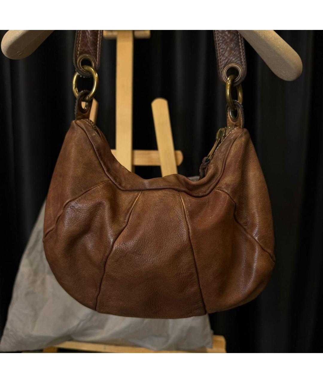 GIORGIO BRATO Коричневая кожаная сумка с короткими ручками, фото 2