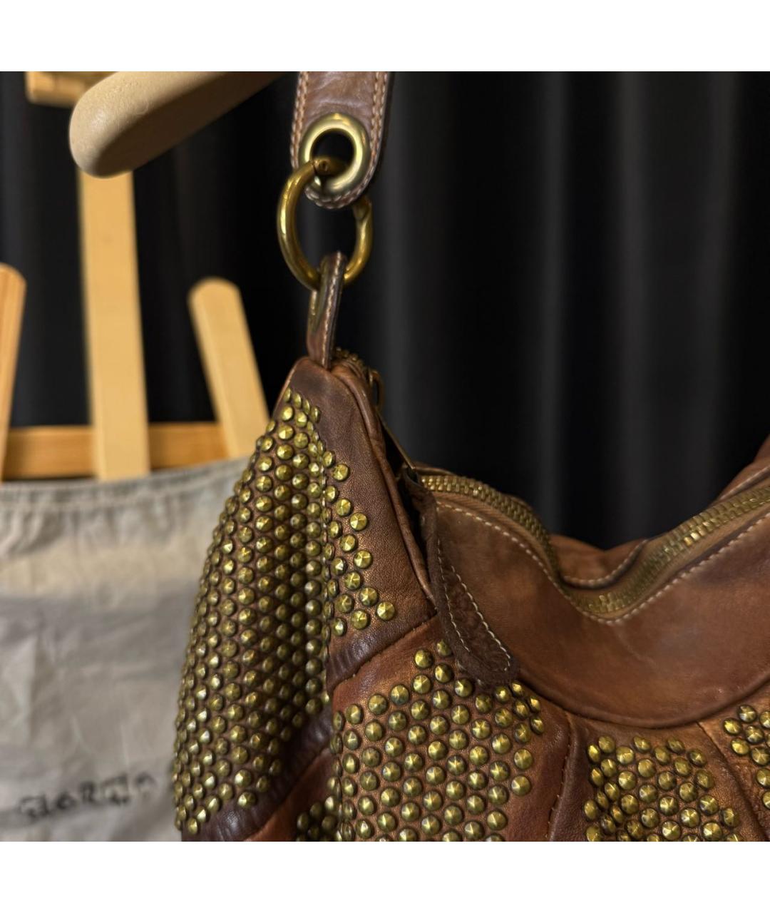 GIORGIO BRATO Коричневая кожаная сумка с короткими ручками, фото 3