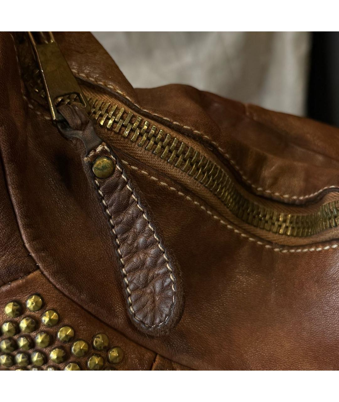 GIORGIO BRATO Коричневая кожаная сумка с короткими ручками, фото 4