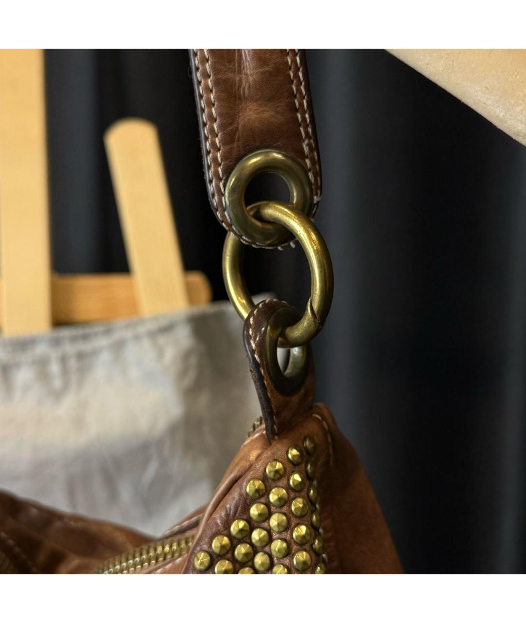 GIORGIO BRATO Коричневая кожаная сумка с короткими ручками, фото 6