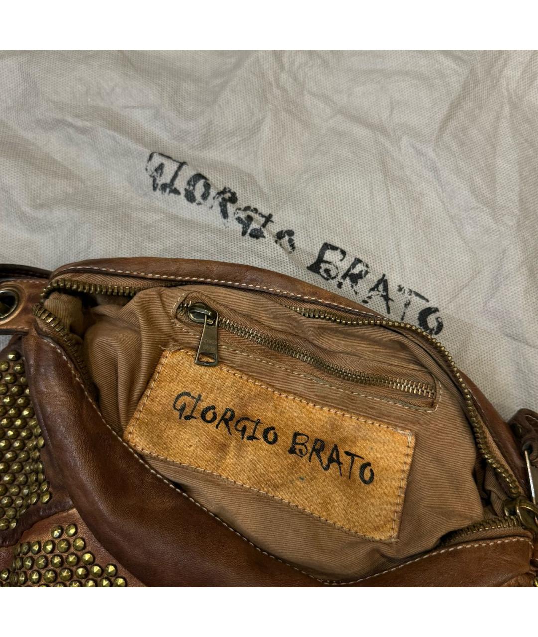 GIORGIO BRATO Коричневая кожаная сумка с короткими ручками, фото 8