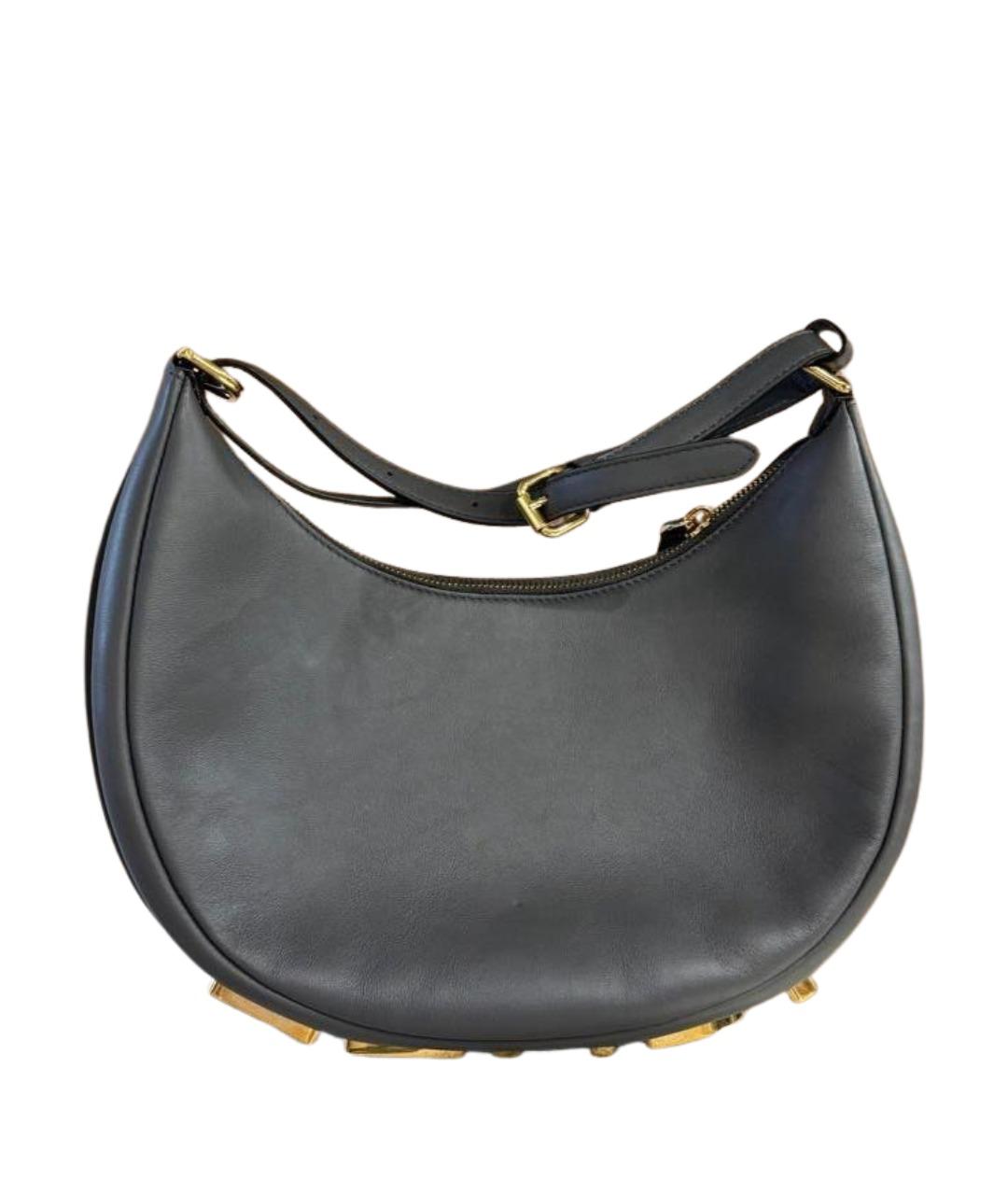 FENDI Серая кожаная сумка с короткими ручками, фото 1