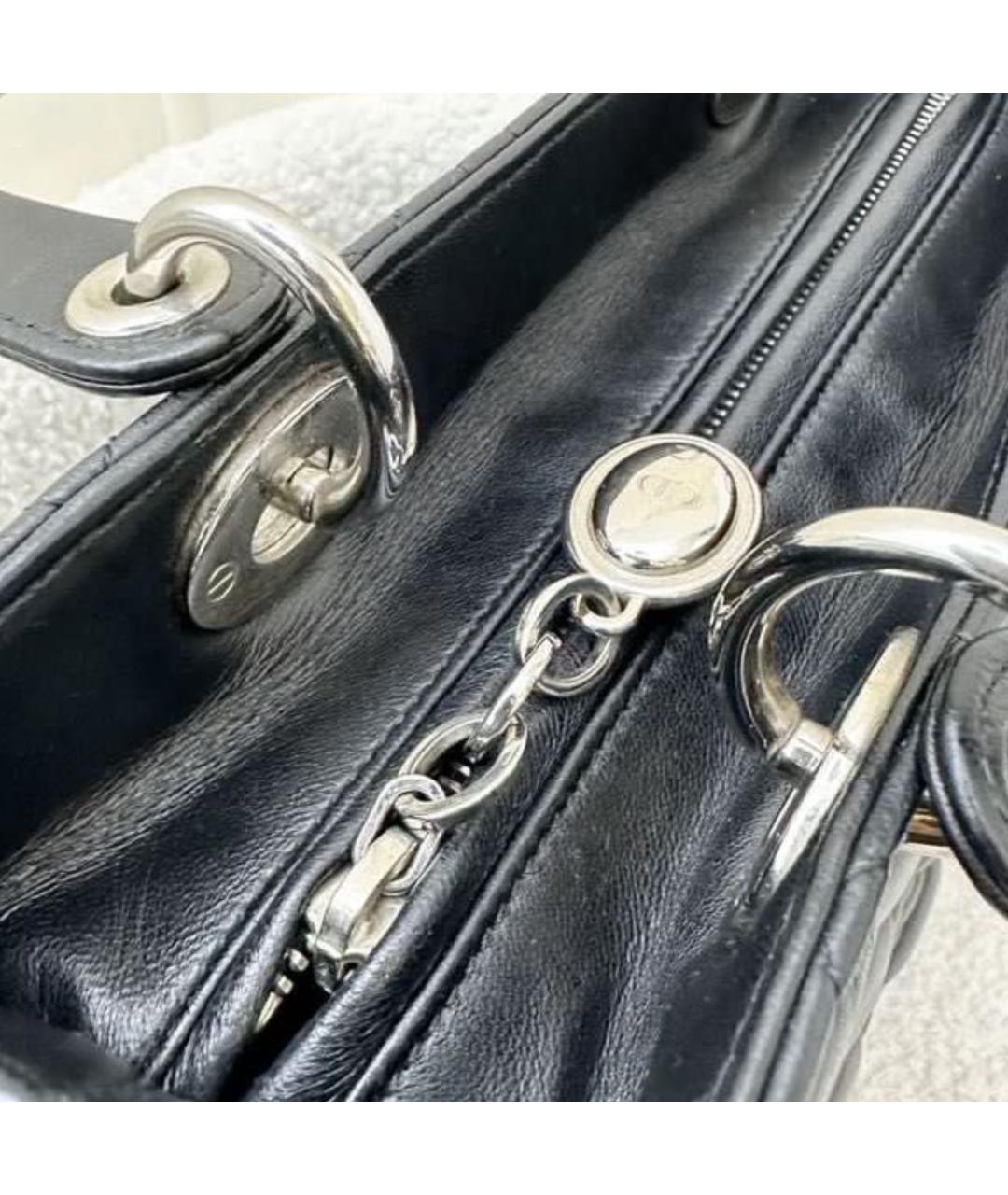 CHRISTIAN DIOR Черная кожаная сумка через плечо, фото 4