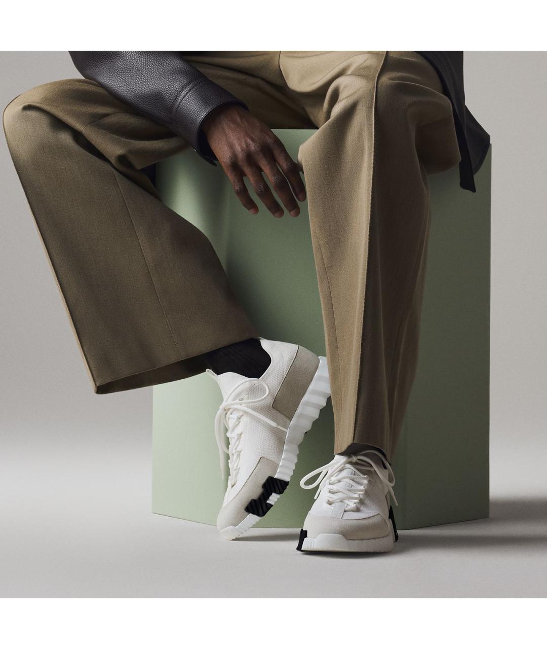 HERMES Белые текстильные низкие кроссовки / кеды, фото 4