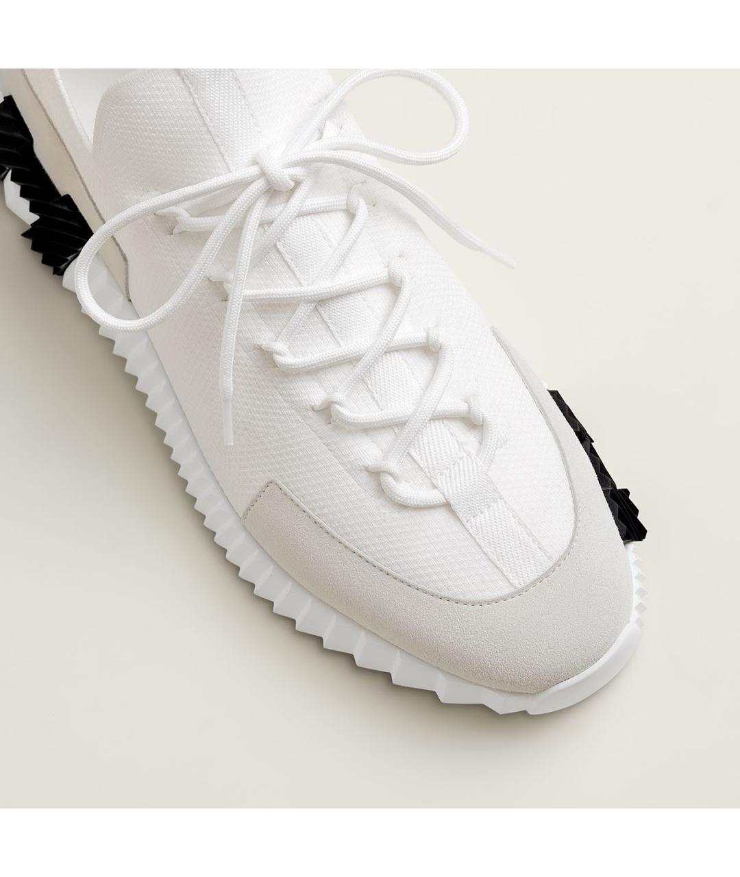 HERMES Белые текстильные низкие кроссовки / кеды, фото 7