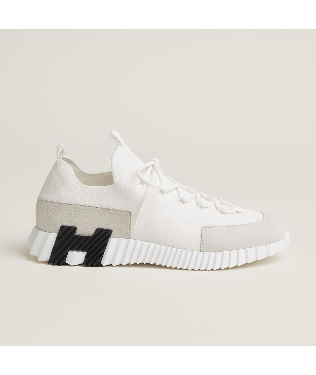 HERMES Белые текстильные низкие кроссовки / кеды, фото 8