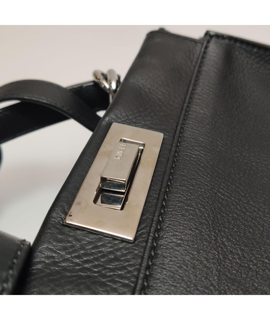 FENDI Черная кожаная сумка с короткими ручками, фото 8