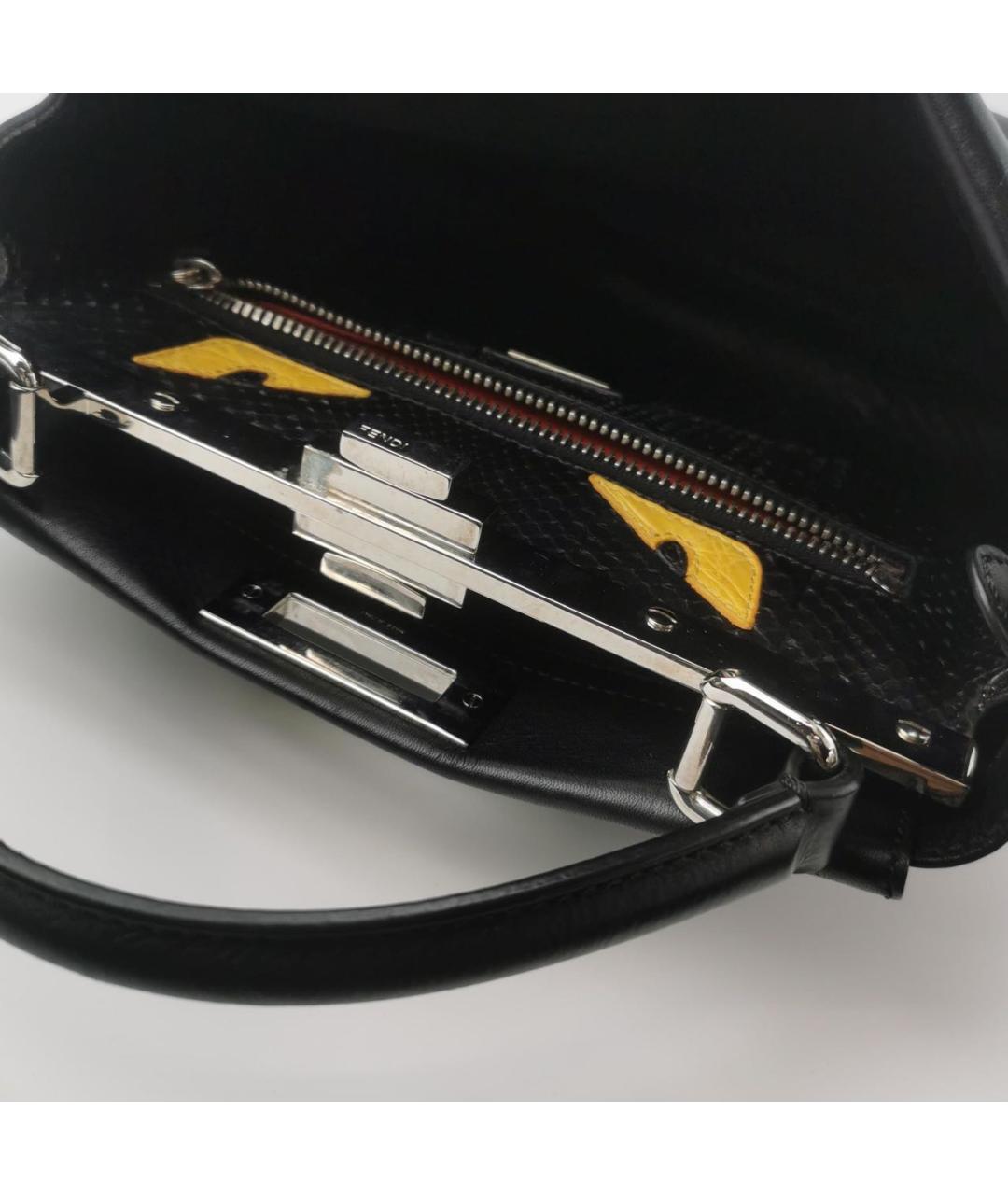 FENDI Черная кожаная сумка с короткими ручками, фото 5