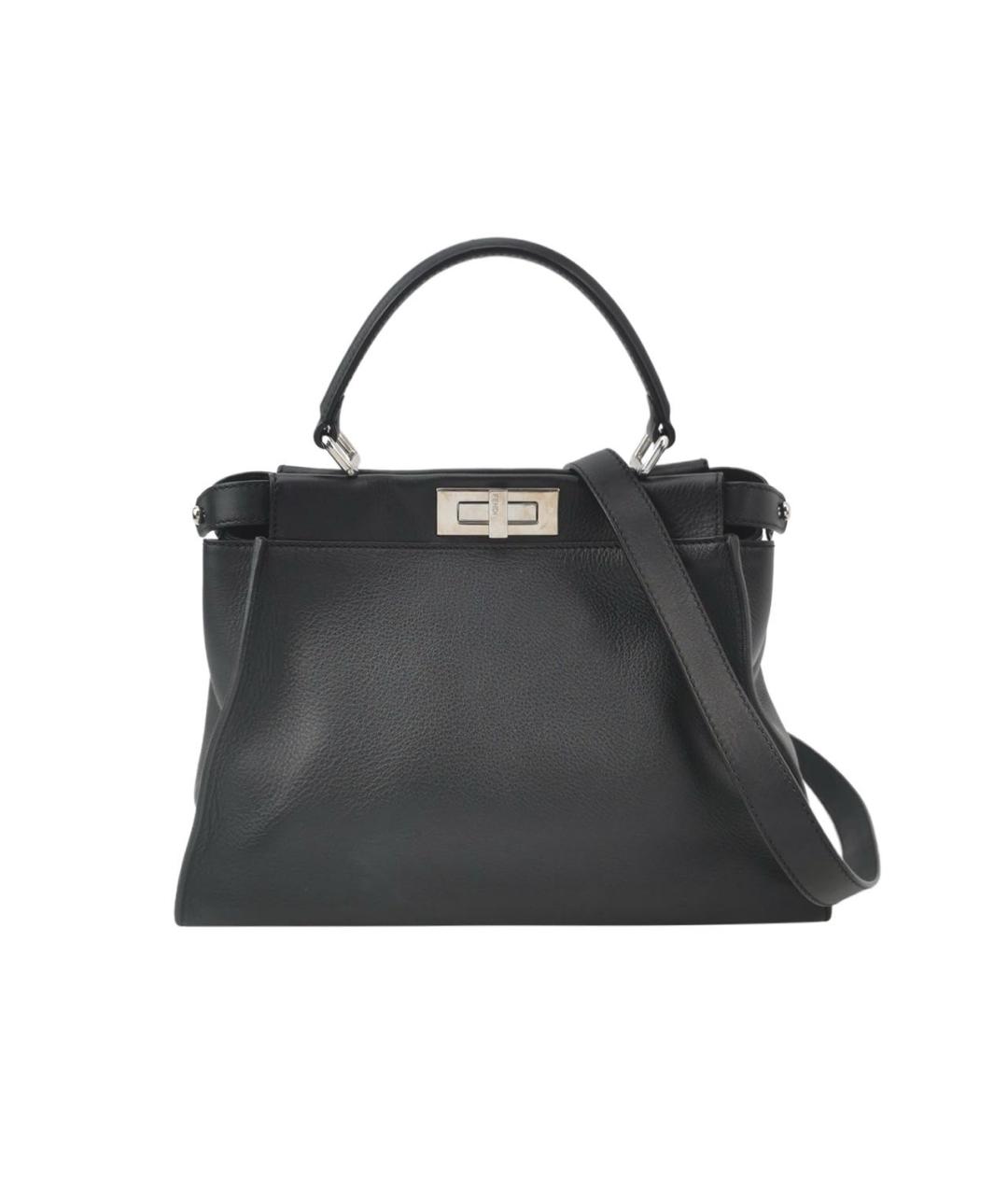 FENDI Черная кожаная сумка с короткими ручками, фото 1